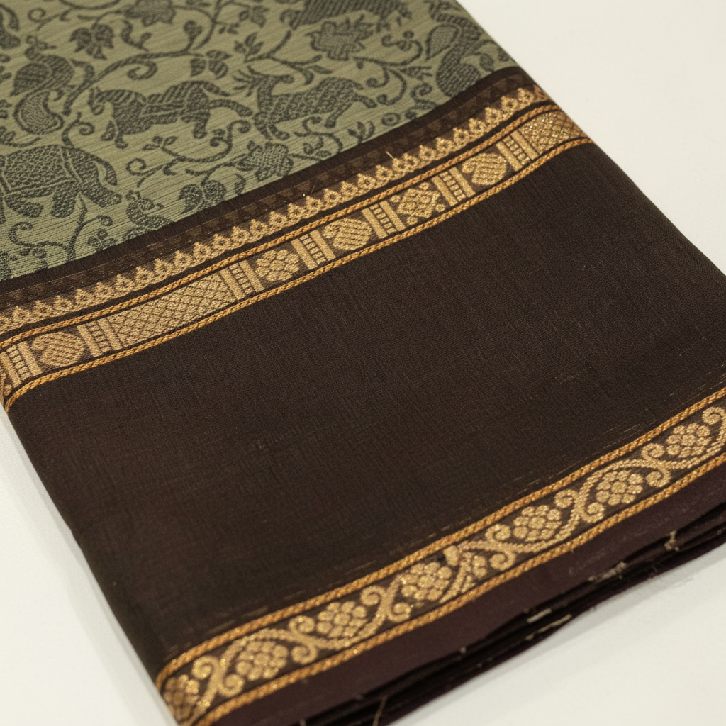 KUBERAN GREEN COTTON SAREE