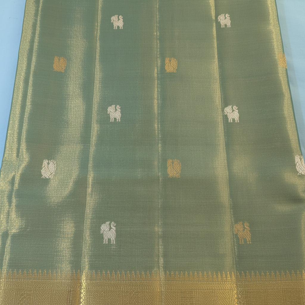KUBERAN GREEN PURE KANCHIPURAM SILK SAREE