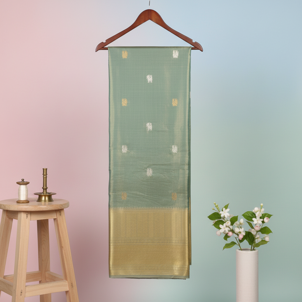 KUBERAN GREEN PURE KANCHIPURAM SILK SAREE