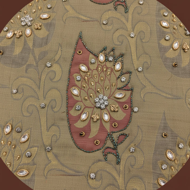 Kuberan Sage Green Zardosi Embroidered Kanchipuram Silk  Saree