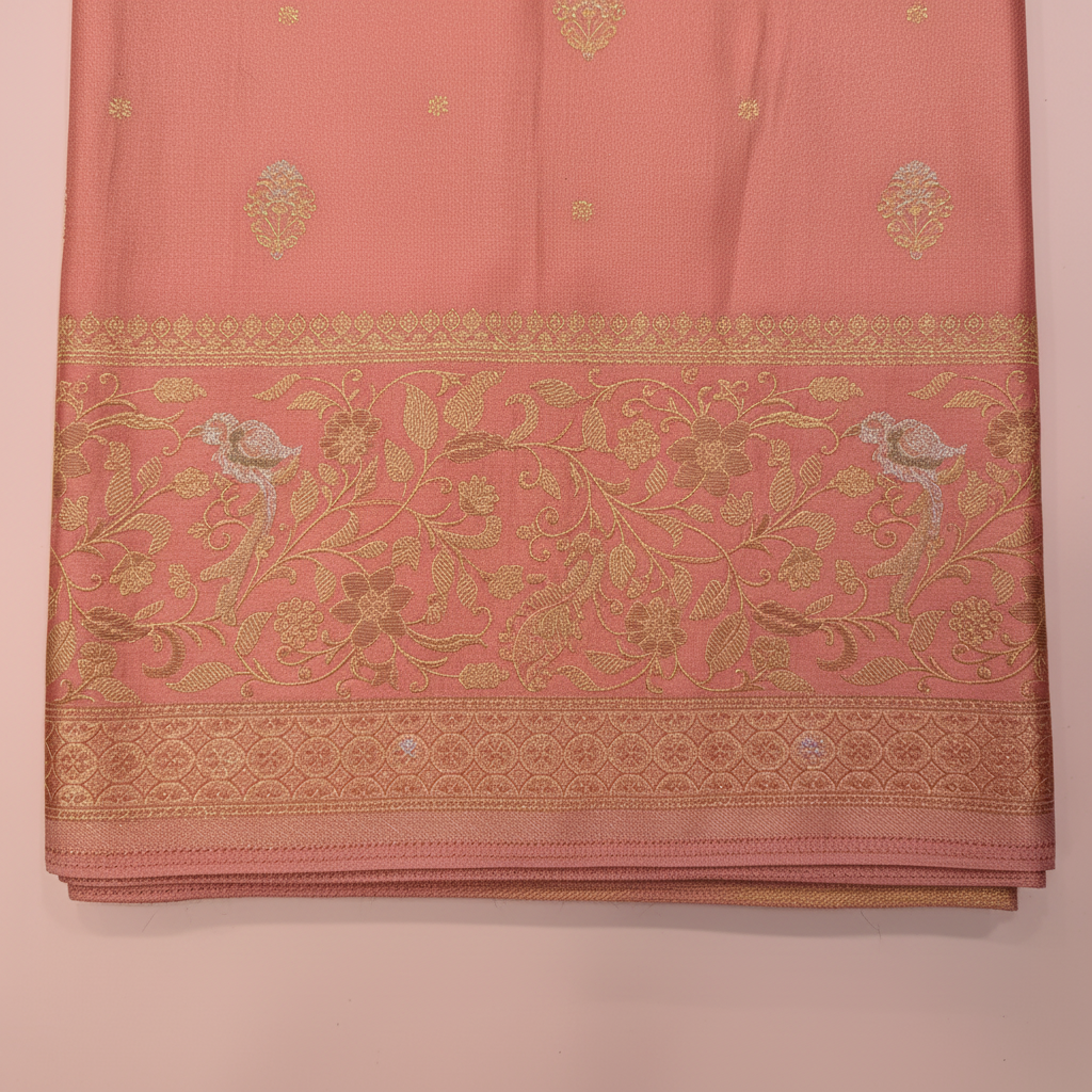 KUBERAN BABY PINK MASHRU SEMI BANARASI SILK SAREE