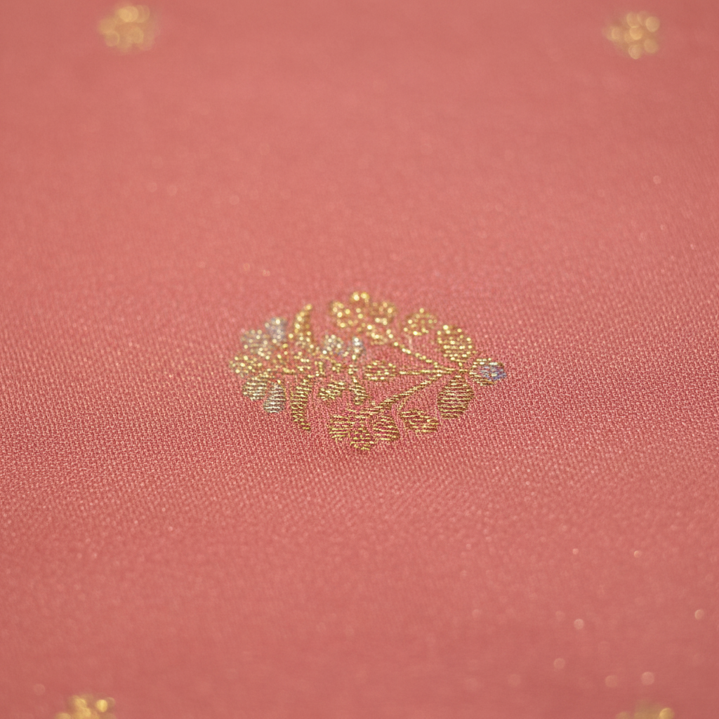 KUBERAN BABY PINK MASHRU SEMI BANARASI SILK SAREE