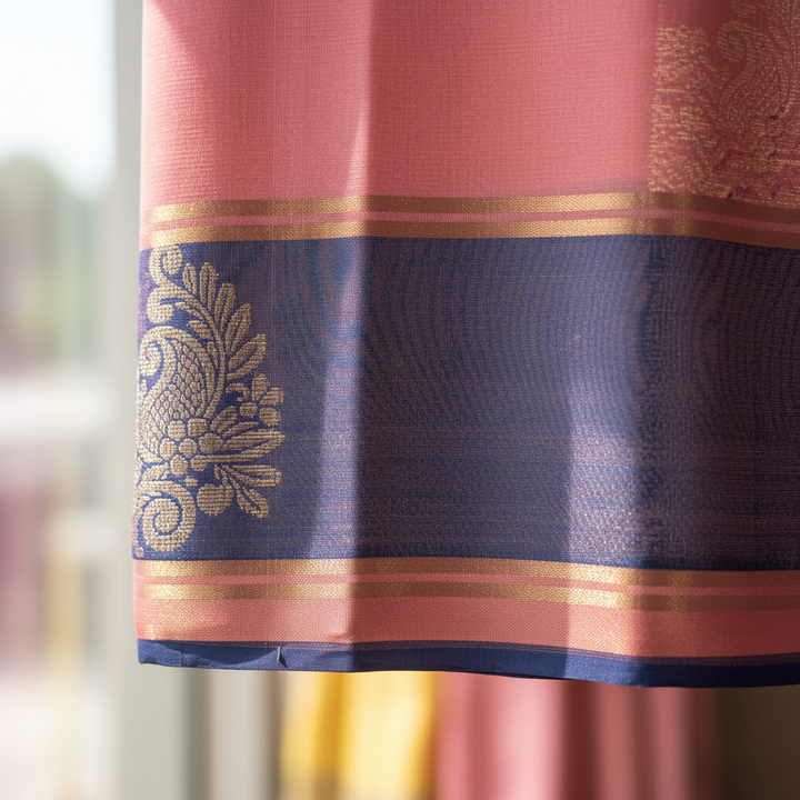 KUBERAN PINK WITH BLUE PURE SOFT SILK SAREE