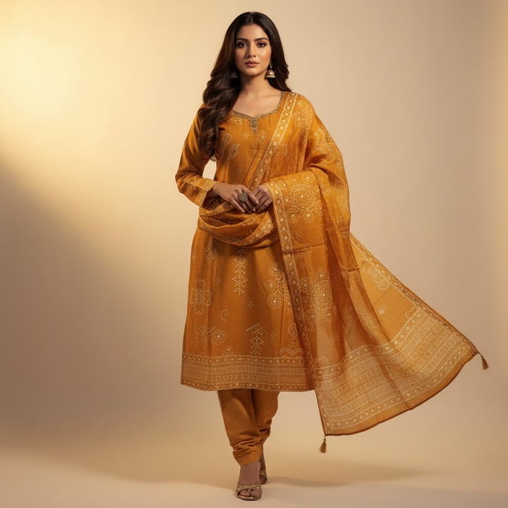 Kuberan Mustard Gold Salwar Kameez Set