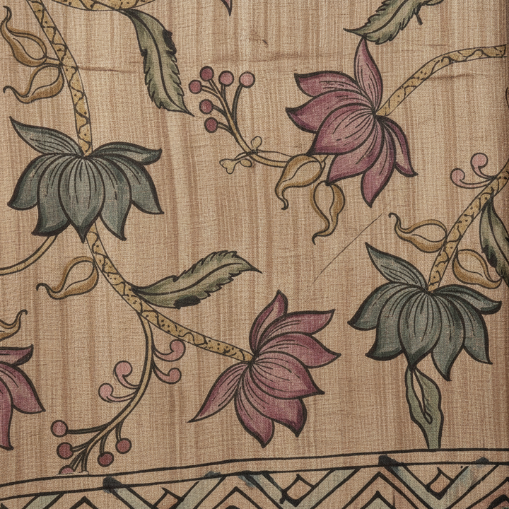 KUBERAN PALE BROWN PRINTED RAW SILK SAREE