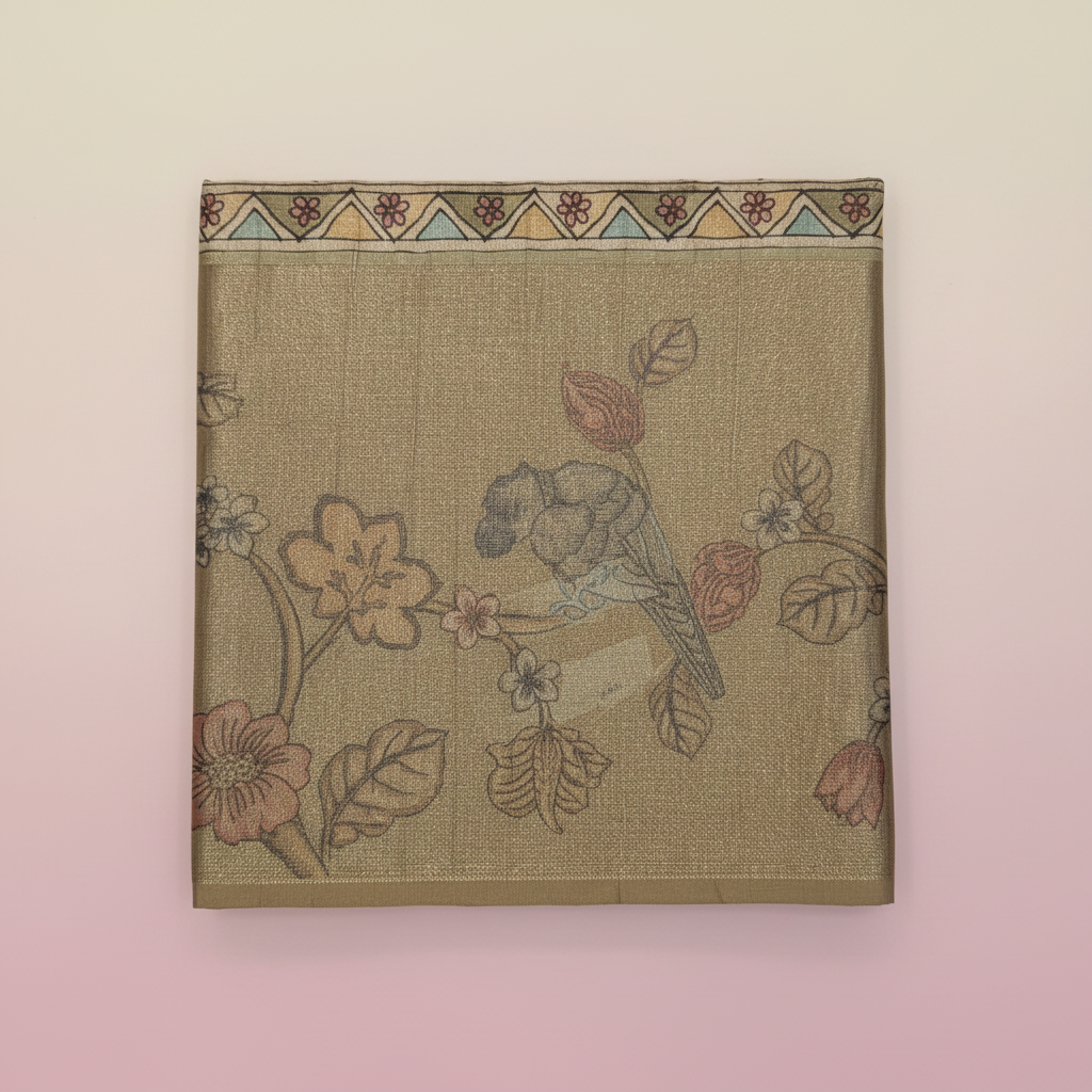 KUBERAN BEIGE SEMI TUSSAR SILK SAREE