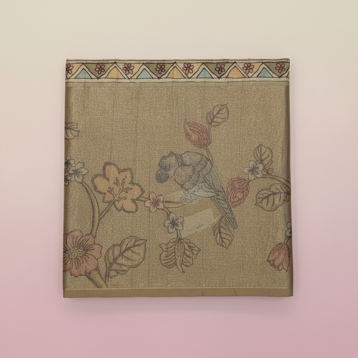 KUBERAN BEIGE SEMI TUSSAR SILK SAREE