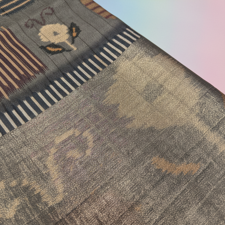 KUBERAN GREY WITH TISSUE BORDER SEMI TUSSAR SILK SAREE