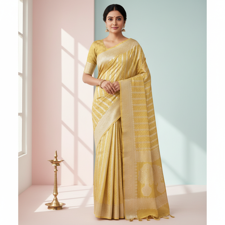 KUBERAN YELLOW BANARASI SILK SAREE