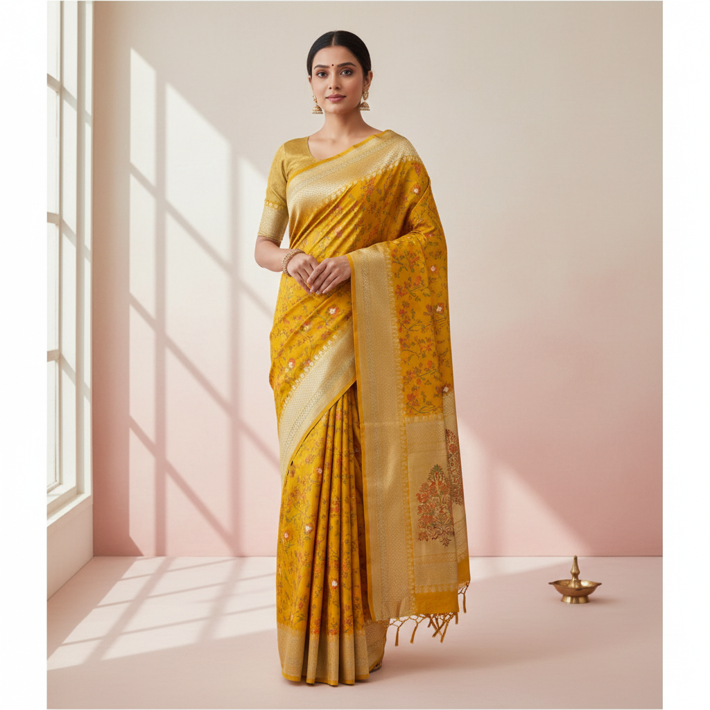KUBERAN YELLOW BANARASI SILK SAREE