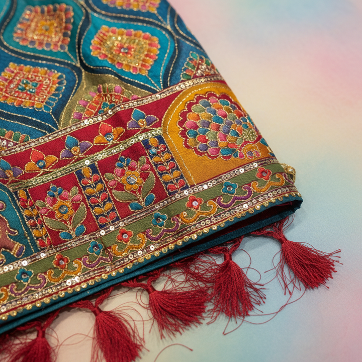 KUBERAN BLUE DESIGNER FANCY SAREE