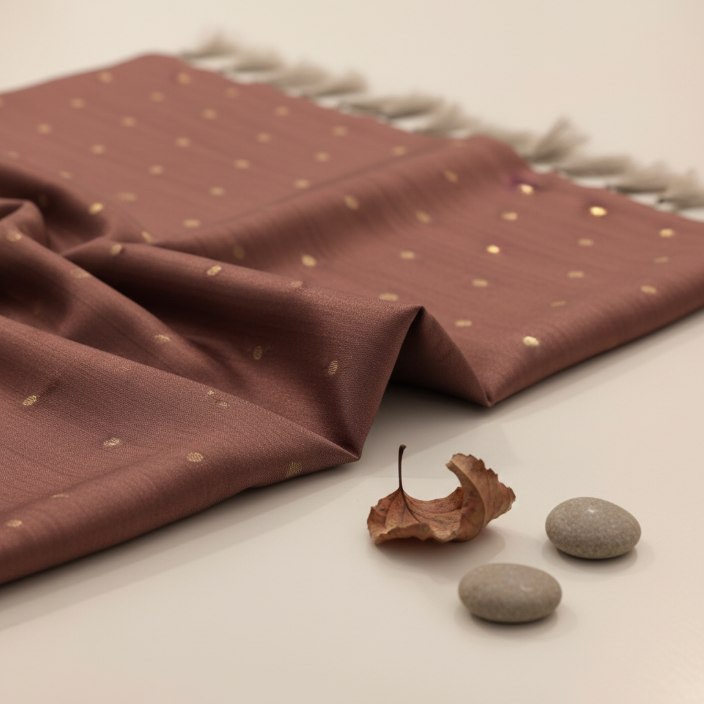 KUBERAN BRICK RED SEMI TUSSAR SILK SAREE
