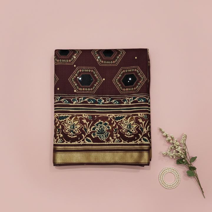 KUBERAN MAROON MAL COTTON PRINTED SAREE