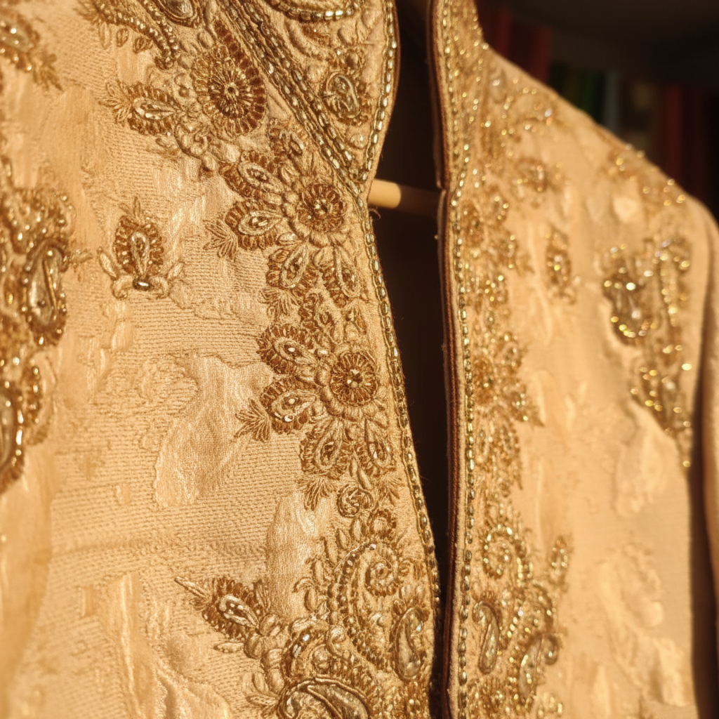 Kuberan Gold Zari Embroidered Sherwani