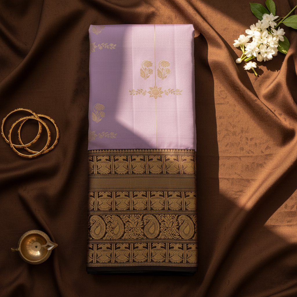 Kuberan Lavender Kanchipuram Pure Silk Saree