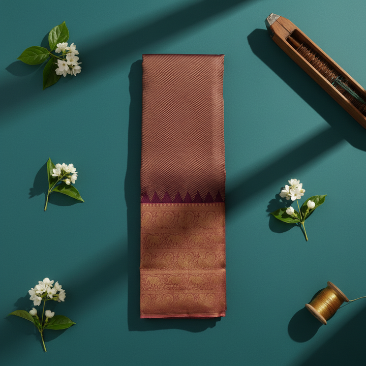 Kuberan Wine Maroon Kanchipuram Silk Saree