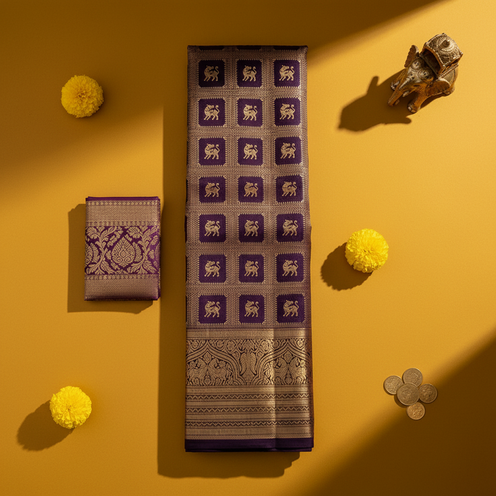 Kuberan Royal Purple Kanchipuram Silk Saree