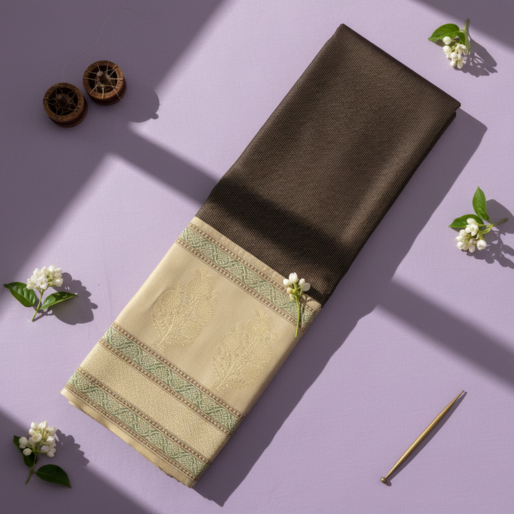 Kuberan Brown Kanchipuram Silk Saree