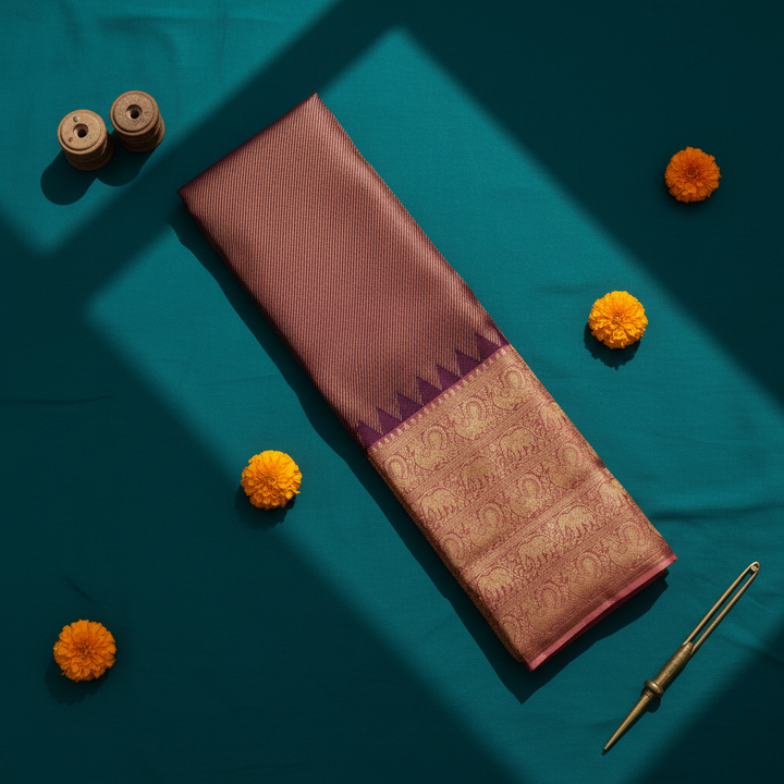 Kuberan Wine Maroon Kanchipuram Silk Saree