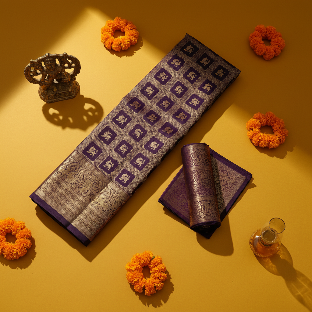 Kuberan Royal Purple Kanchipuram Silk Saree