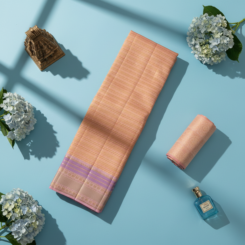 Kuberan Soft Peach Blush  Kanchipuram Silk Saree