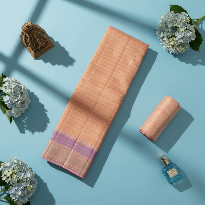 Kuberan Soft Peach Blush  Kanchipuram Silk Saree