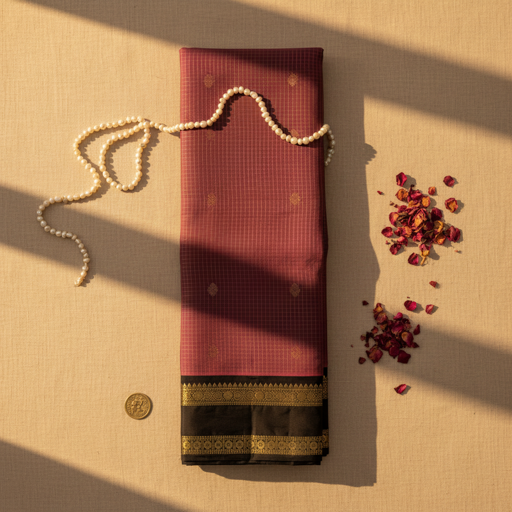 Kuberan Wine Mauve Kanchipuram Pure Silk Saree