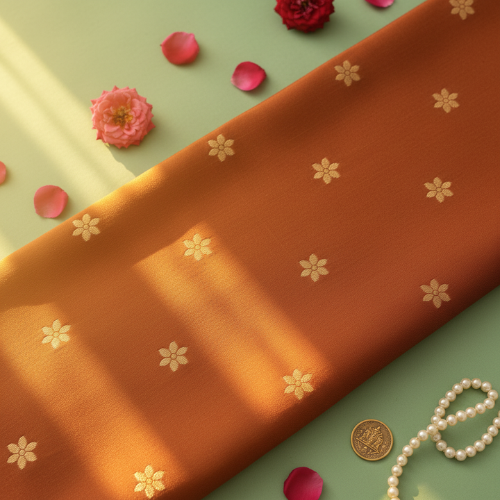 Kuberan Rust Copper Kanchipuram Pure Silk Saree