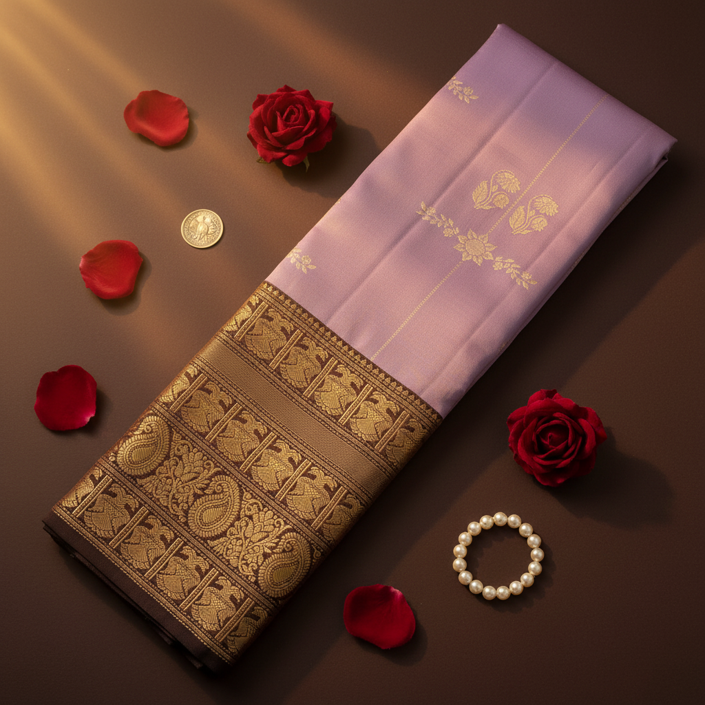 Kuberan Lavender Kanchipuram Pure Silk Saree