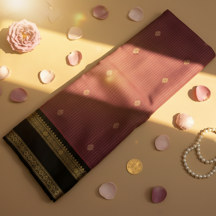 Kuberan Wine Mauve Kanchipuram Pure Silk Saree