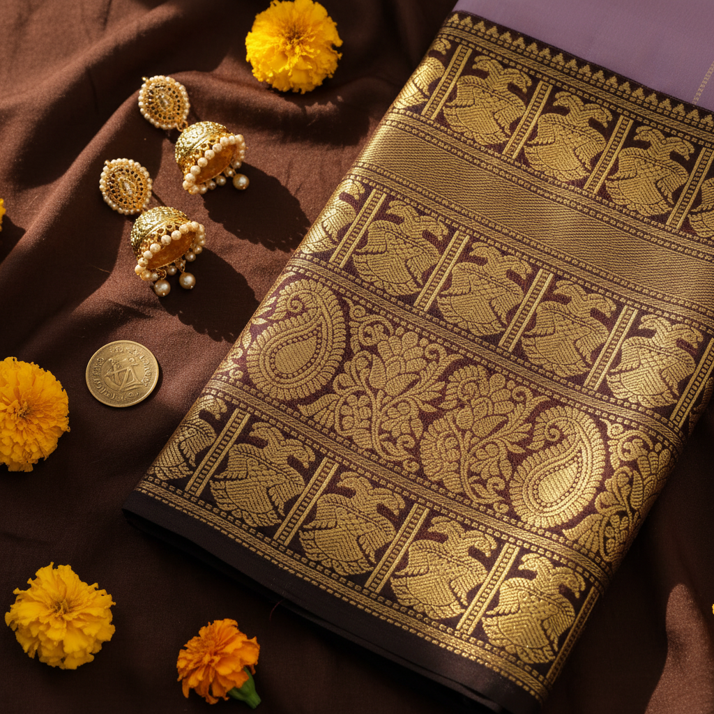 Kuberan Lavender Kanchipuram Pure Silk Saree