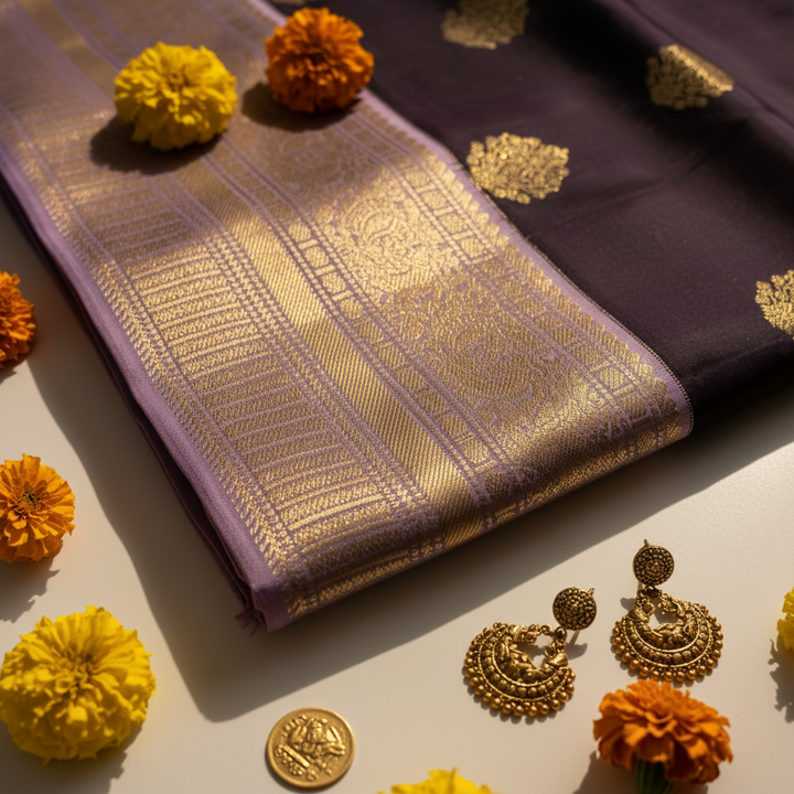 Kuberan grape wine Kanchipuram Pure Silk Saree