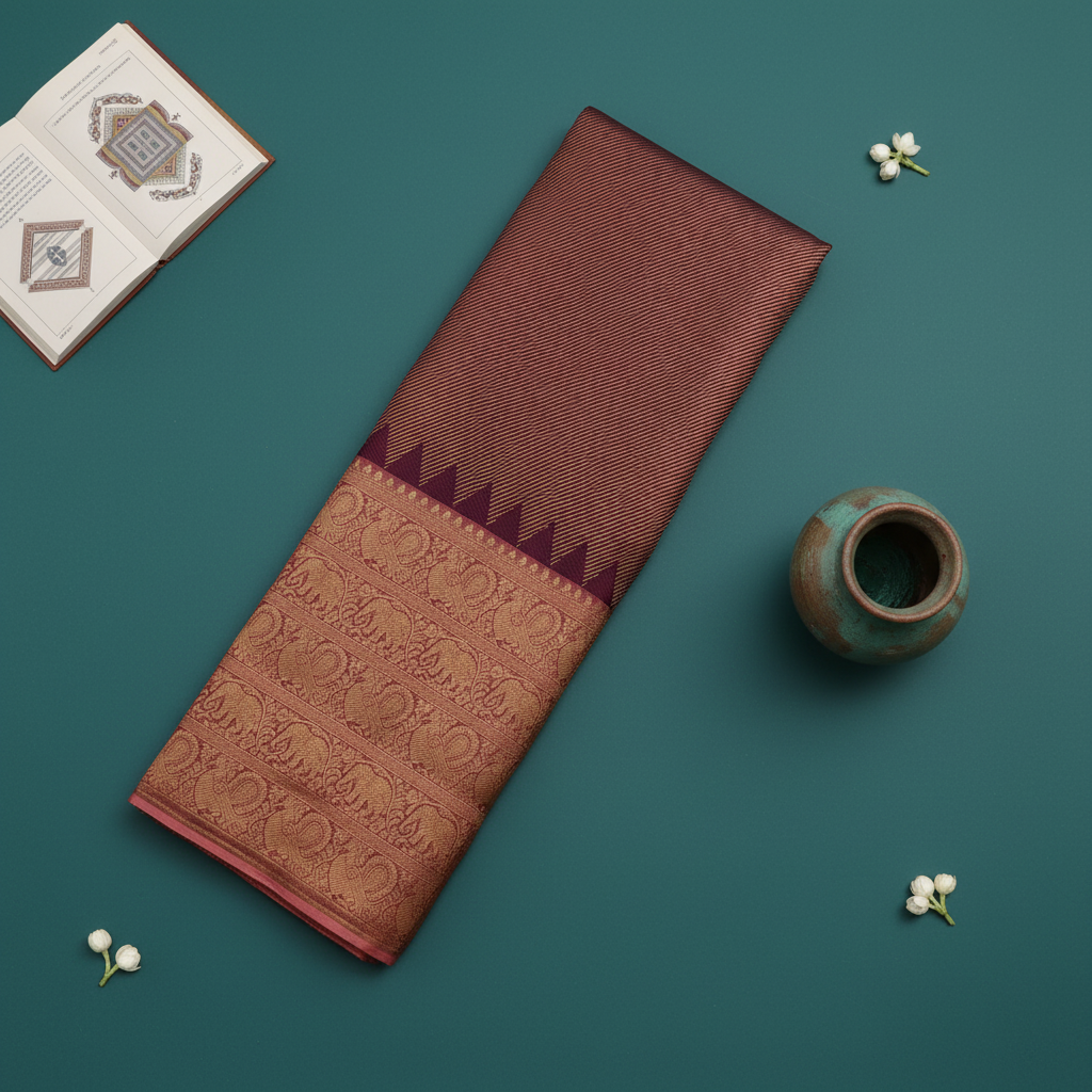 Kuberan Wine Maroon Kanchipuram Silk Saree