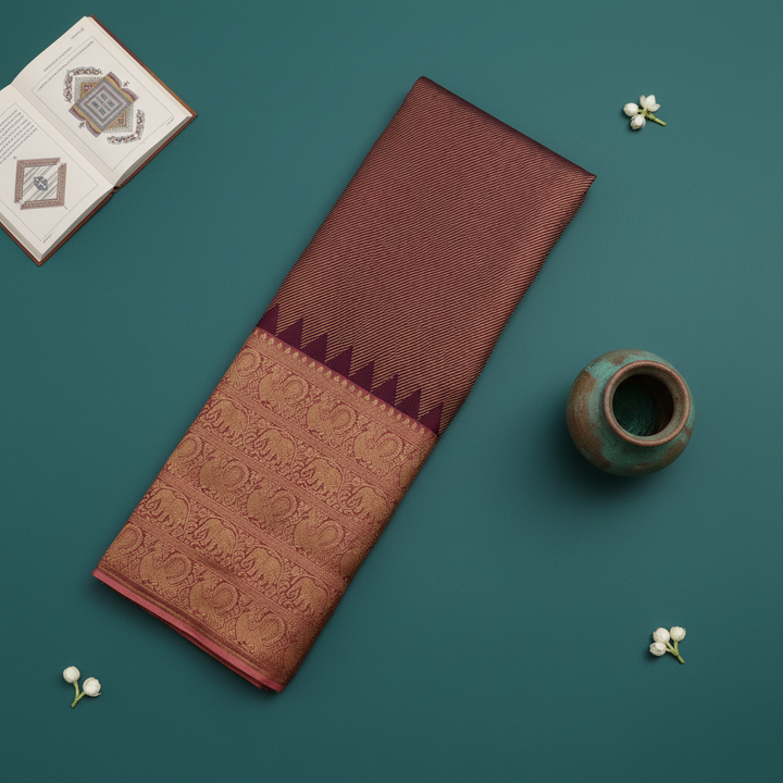 Kuberan Wine Maroon Kanchipuram Silk Saree