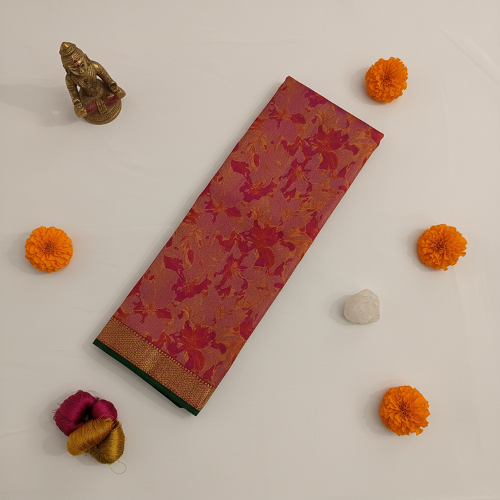 Kuberan Coral Rose Pink  Kanchipuram Silk Saree