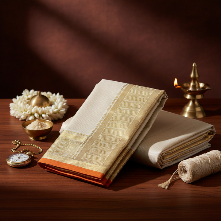 Kuberan Pure Silk Dhoti with Zari Border
