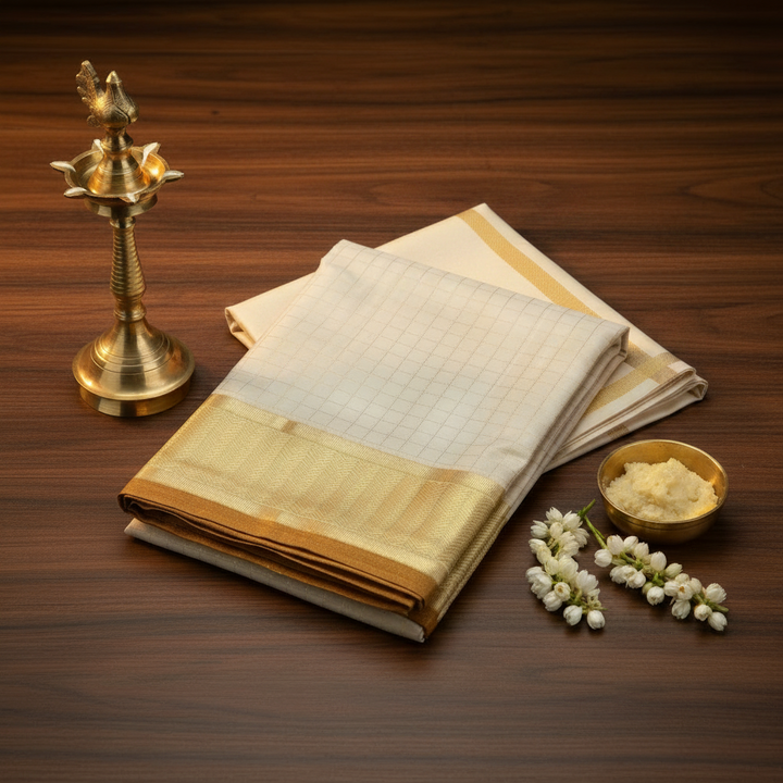 Kuberan Pure Silk Dhoti with Zari Border