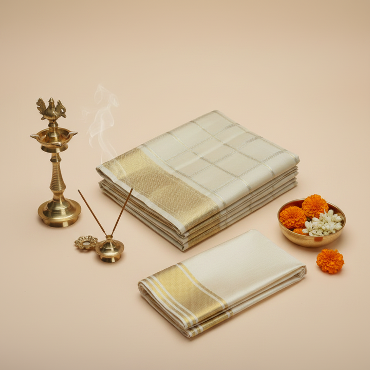 Kuberan Pure Silk Dhoti with Zari Border