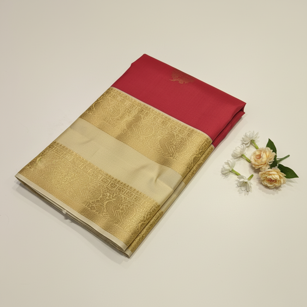 KUBERAN DARK PINK PURE SILK SAREE