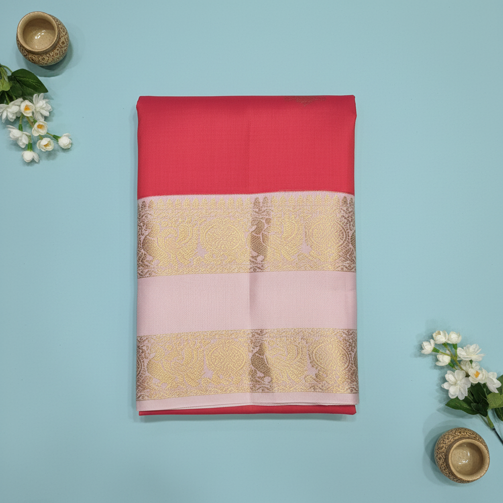 KUBERAN RED PURE SILK SAREE