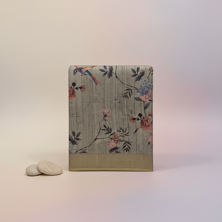 KUBERAN ELEPHANT GREY SEMI TUSSAR SILK SAREE