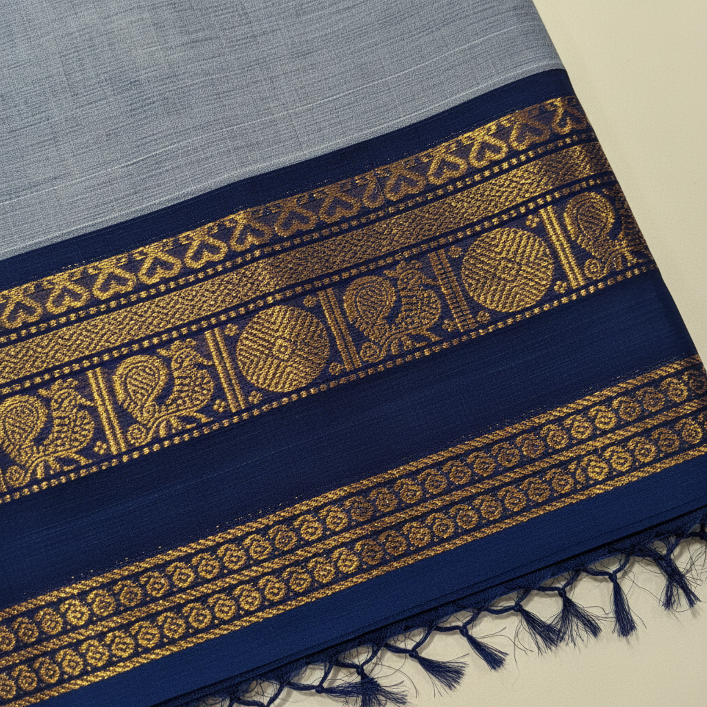 KUBERAN GREY COTTON SAREE