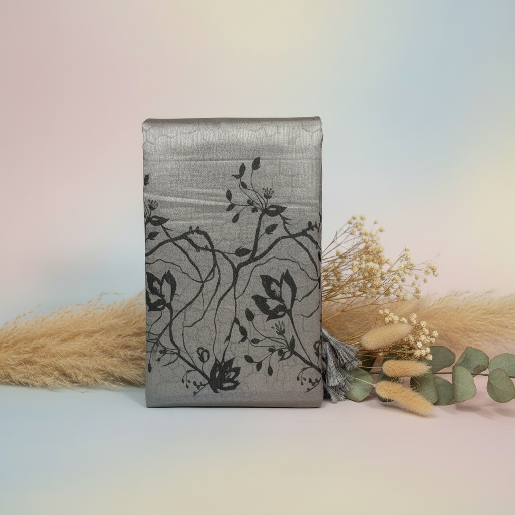 KUBERAN GREY TUSSAR SILK SAREE