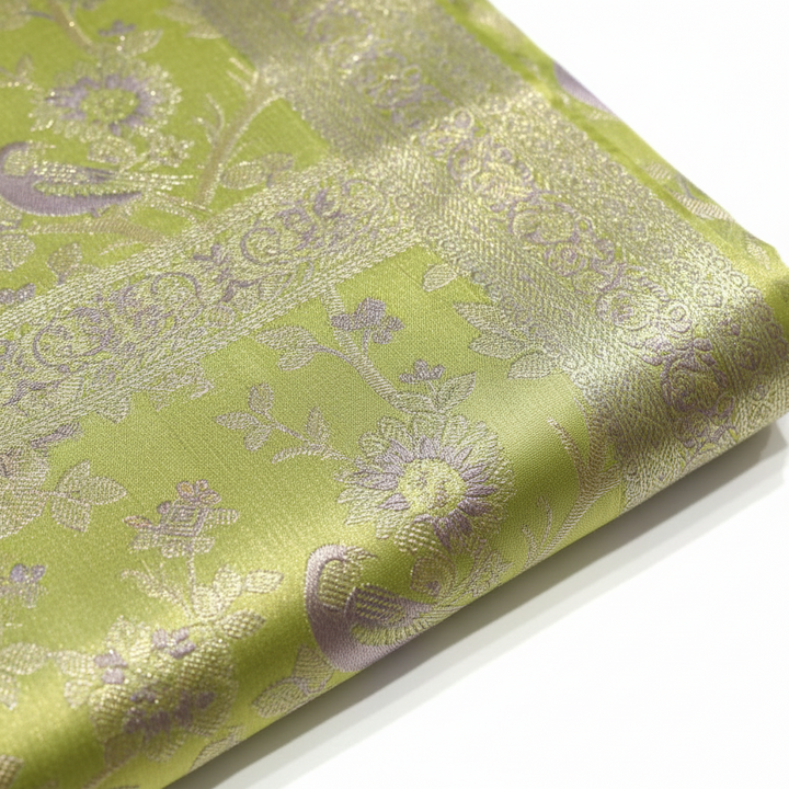 Kuberan Green Pavada with Purple Border