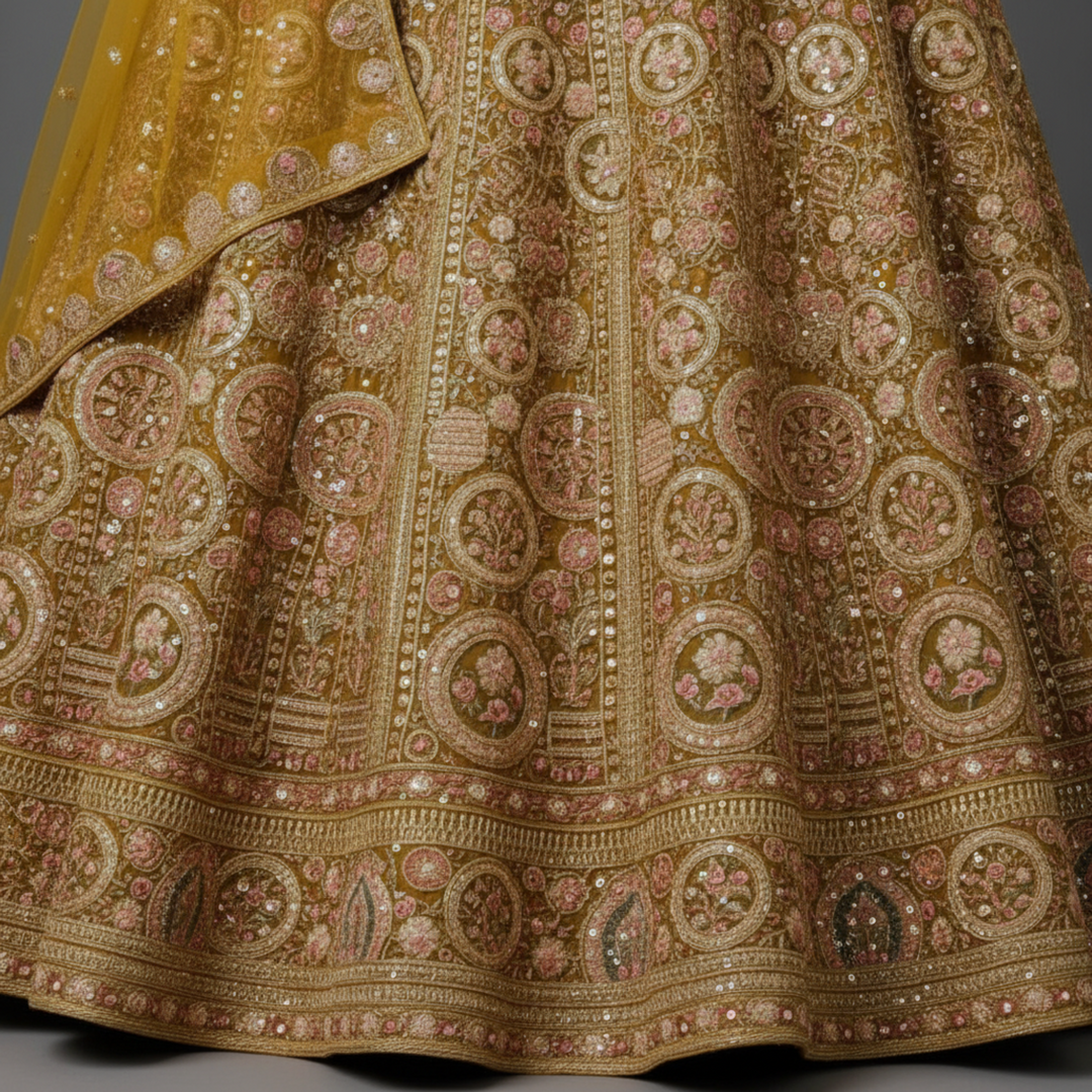 KUBERAN STITCHED MUSTARD YELLOW LEHENGA