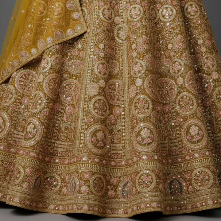 KUBERAN STITCHED MUSTARD YELLOW LEHENGA