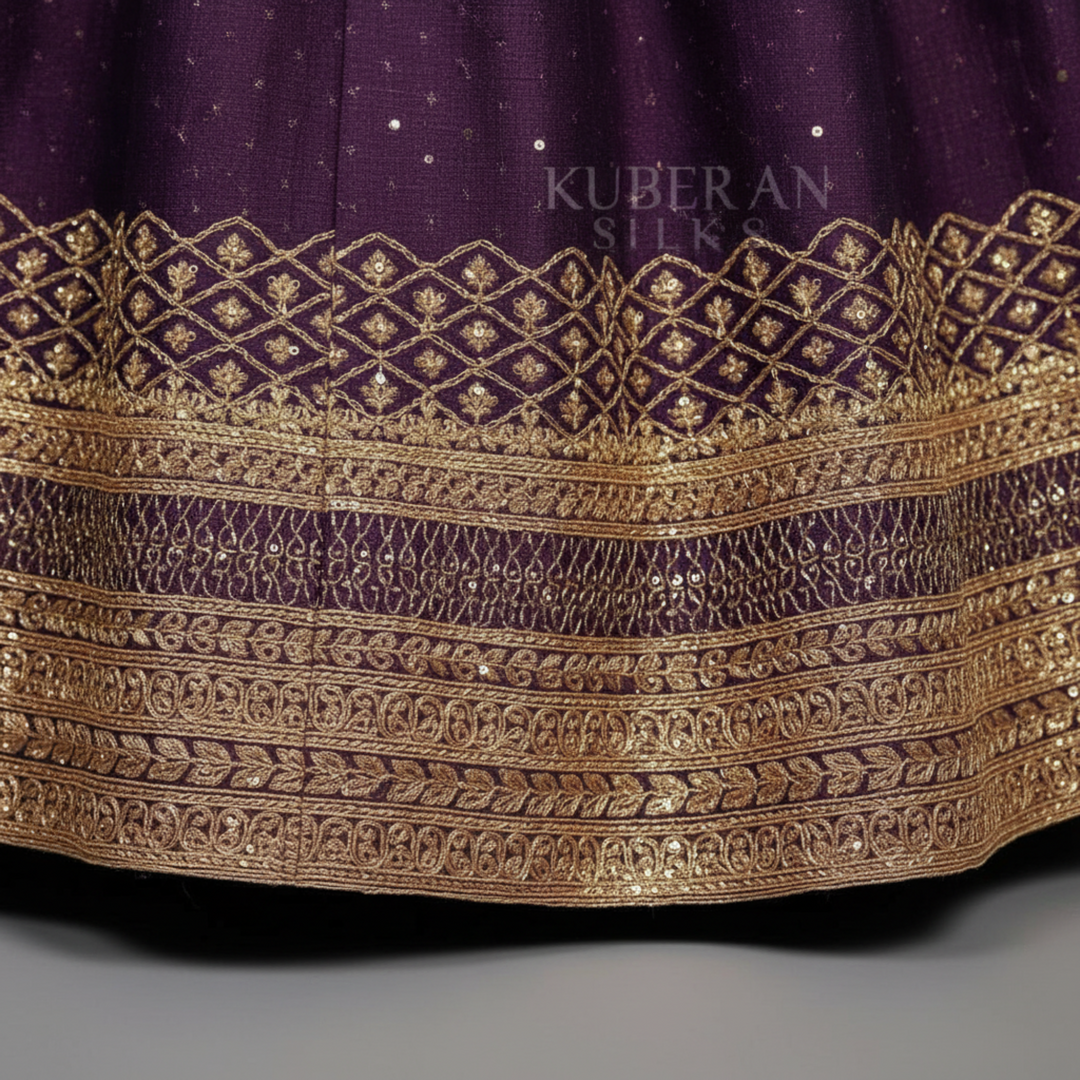 KUBERAN PURPLE UNSTITCHED TRADITIONAL LEHENGA