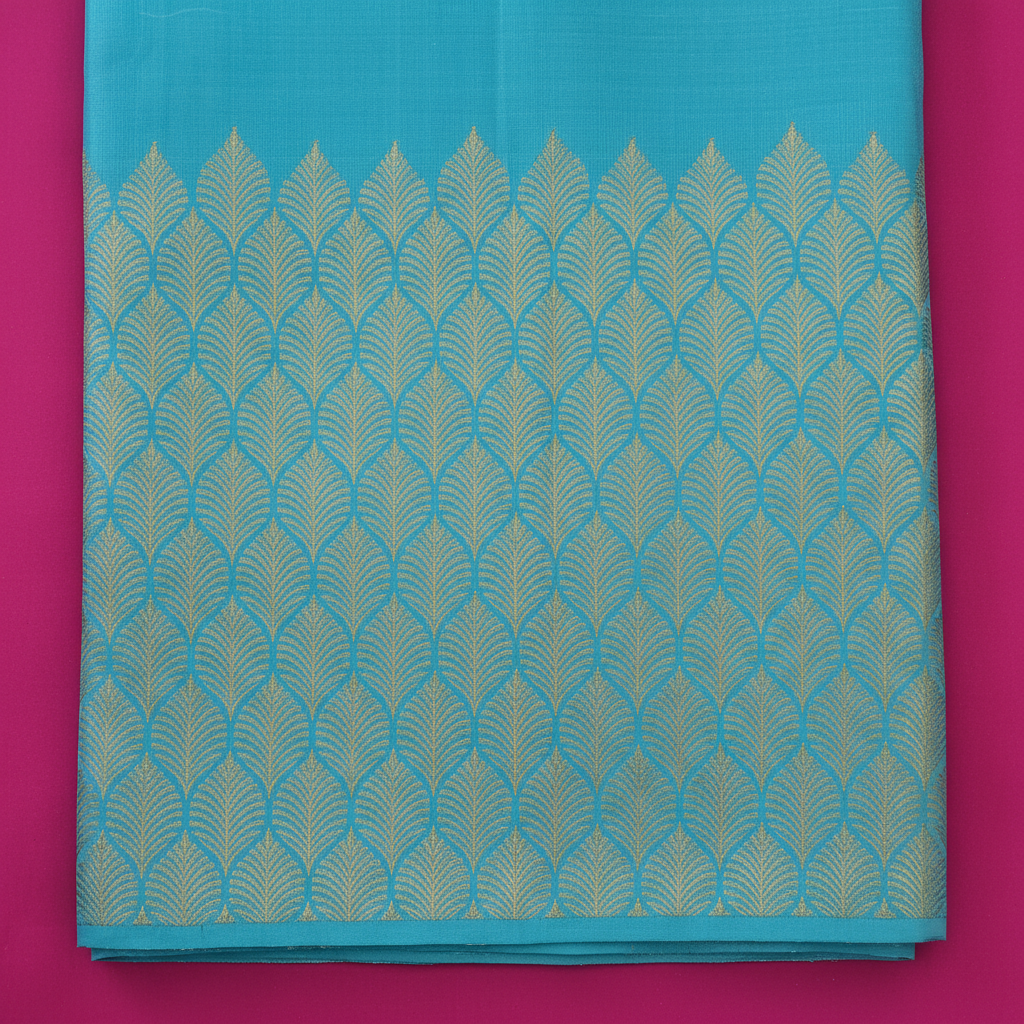 Kuberan Bright Sky Turquoise Blue  Kanchipuram Silk Saree