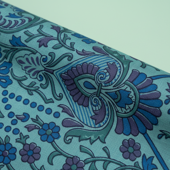 KUBERAN BLUE PURE SILK PRINTED SAREE