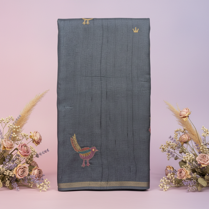 KUBERAN BLUE SEMI TUSSAR SILK SAREE